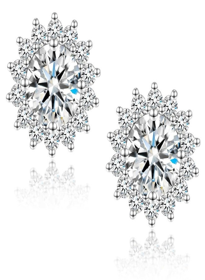SecreTalk 1-4CT Moissanite Stud Earrings, Sunflower D Color Ideal Cut 925 Sterling Silver Earrings for Women with Certificate of Authenticity (White Gold Plated, 2cttw pair/ 1ct each) - Image 1